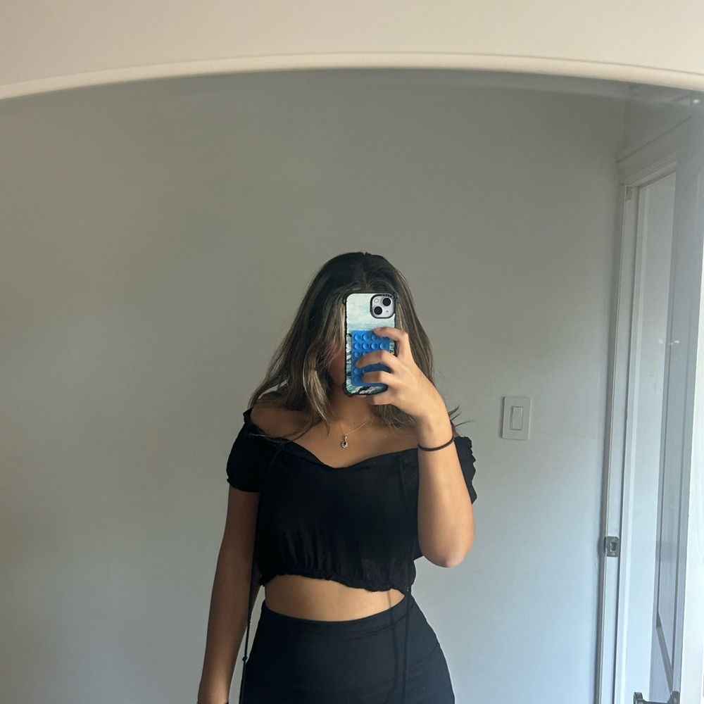 Brandy Melville Black Off-Shoulder Crop Top